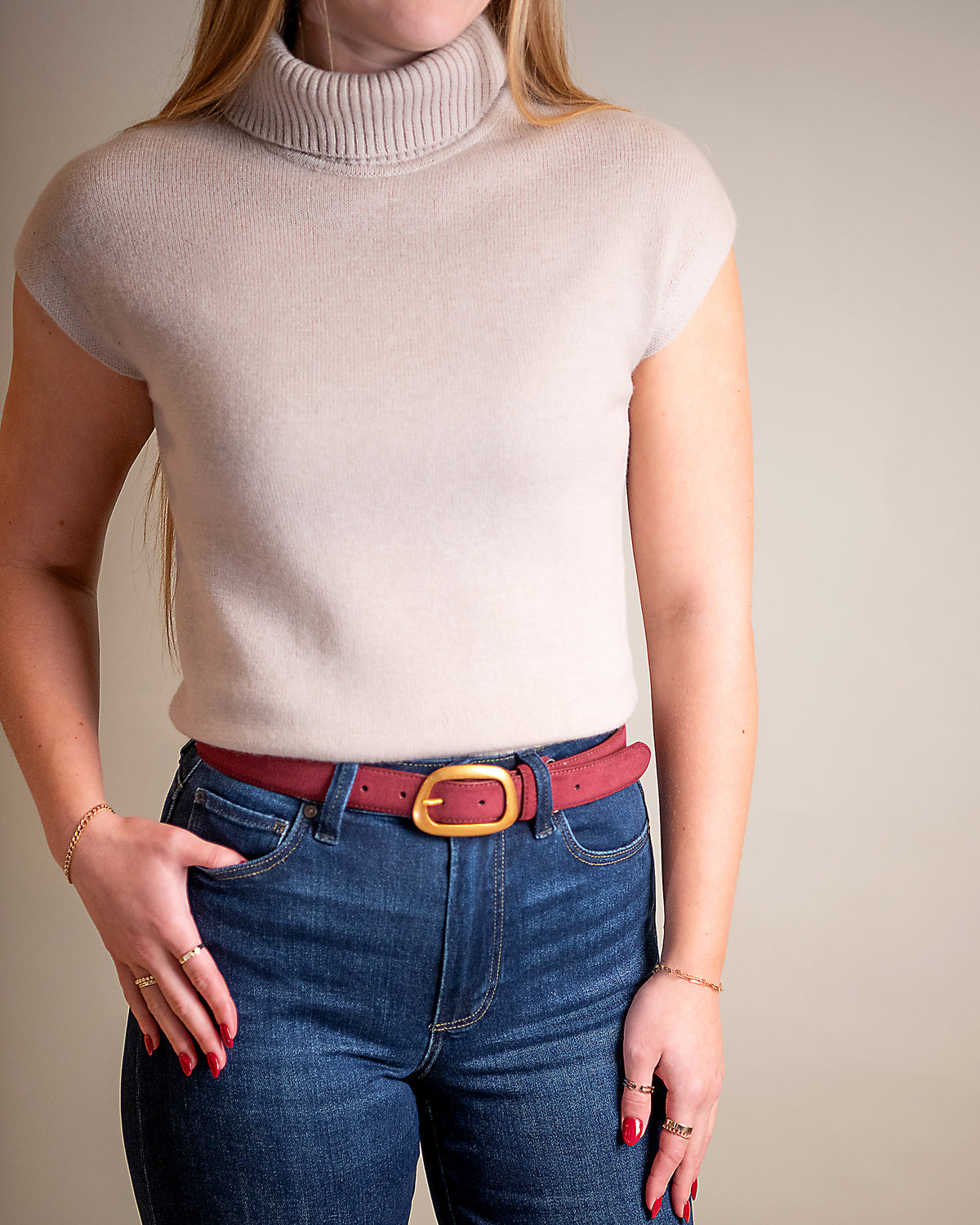 Turtleneck Cap Sleeve Sweater