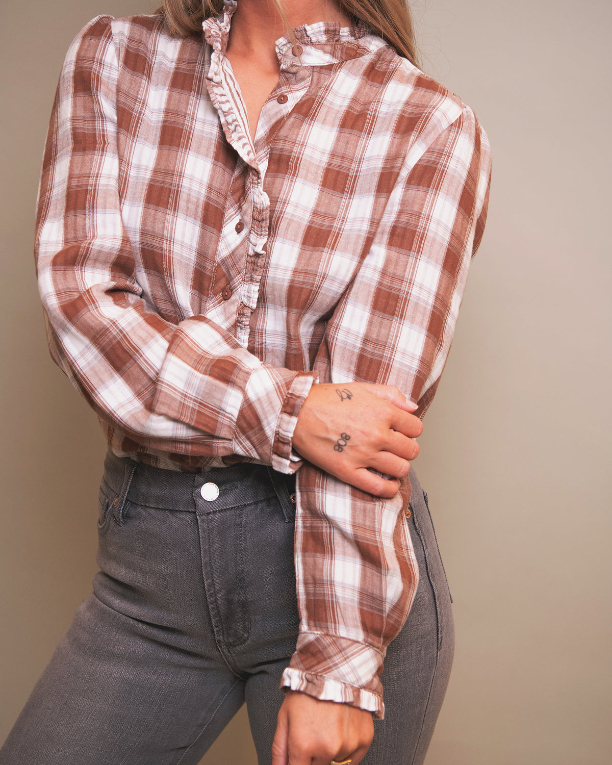 Angeline Plaid Top