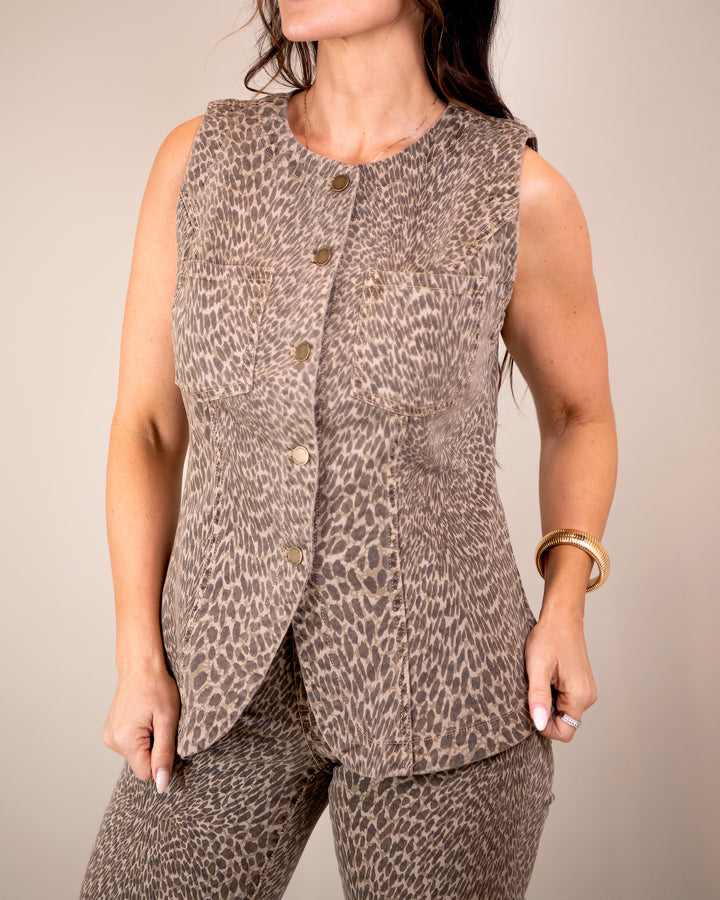 Leopard Denim Vest