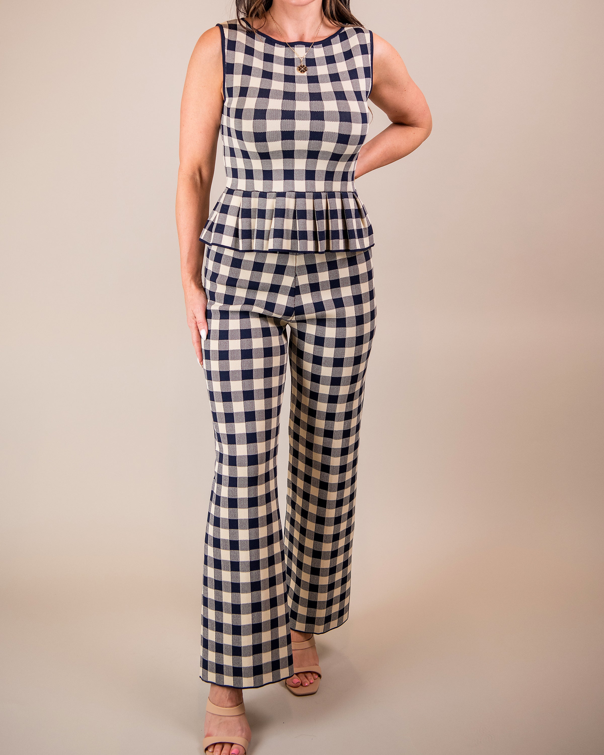 Monette Pant - Navy & Cream