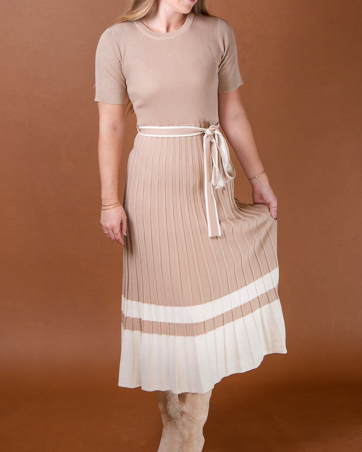 Pleated Sweater Dress