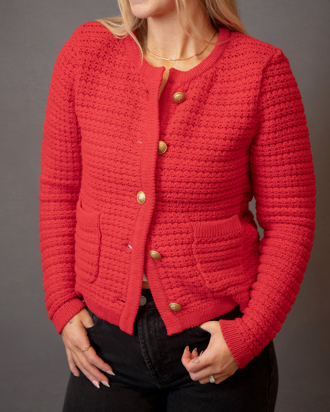 The Cambria Cardigan - Salsa